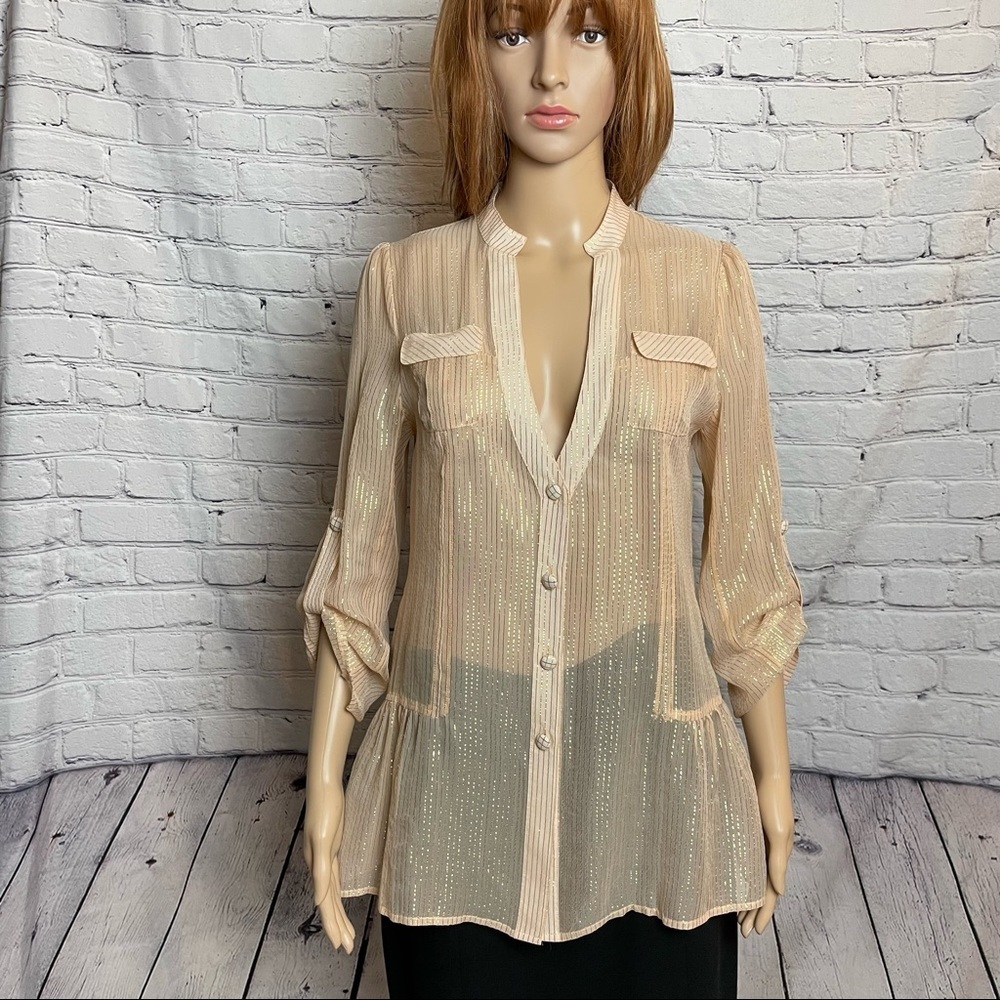 LaRok Silk Beige Blouse Size S